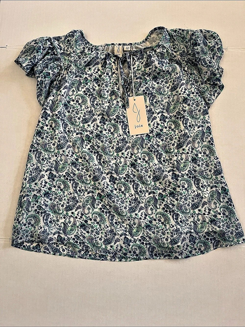Joie Paisley Short Sleeve Blouse in Blue & Green NWT